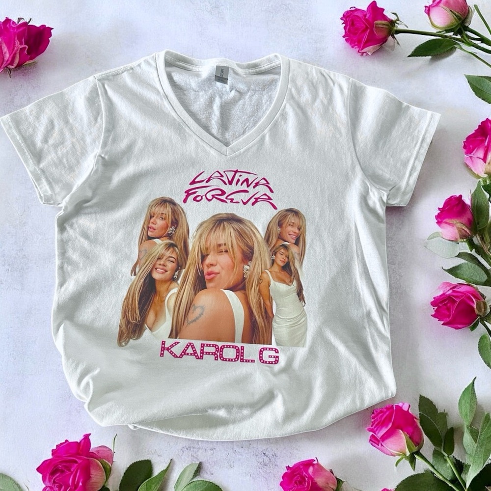 Karol G Latina Foreva White Graphic T-Shirt - Picture 2 of 4